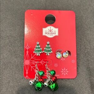 Holiday Time Festive Green and Red Earring Set